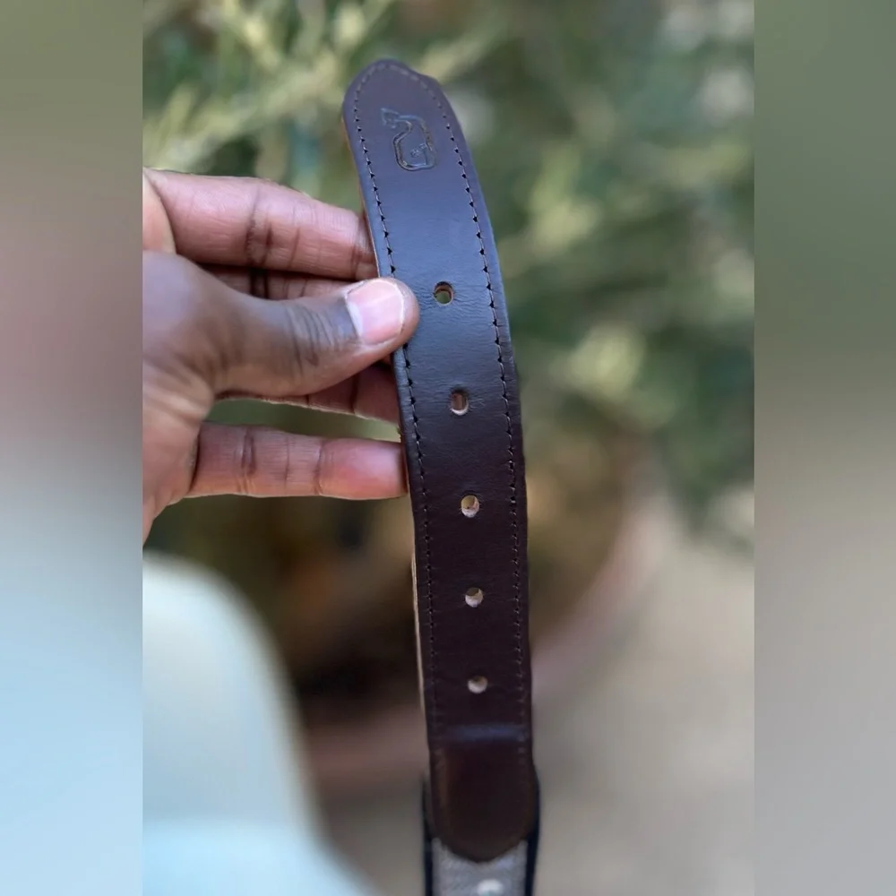 NW Vineyard Vines 🇺🇸 Made 💯 leather & Canvas Belt Sz 34